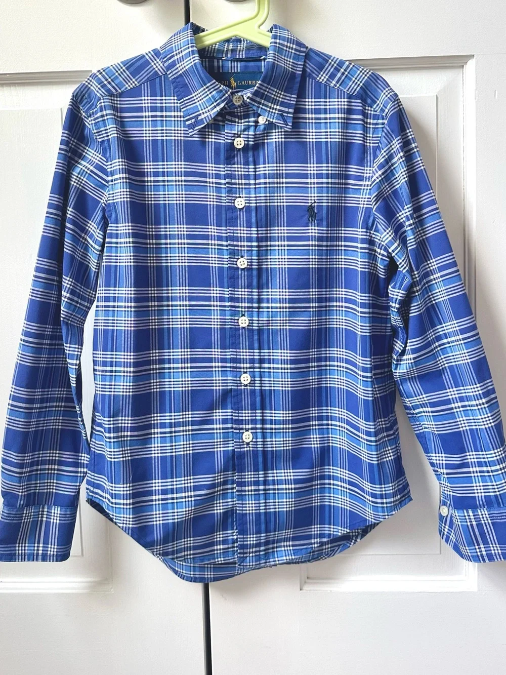 LIKE NEW Ralph Lauren Blue & White Plaid Button-Down Shirt - size S/P (8)